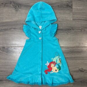 Disney Ariel The Little Mermaid Blue Hooded Swim Cover Up Dress Girls Size 3